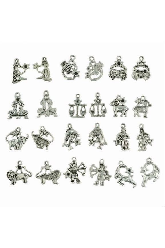 3X 24 Pieces Birth Sign Zodiac Constellation DIY Charms Jewelry Making Crafts