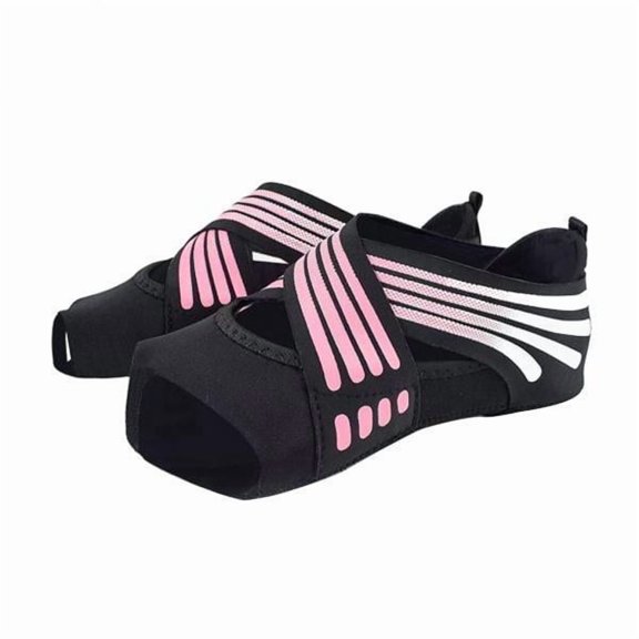 Milageto 3X Non Skid Women Barre Yoga Shoes Pilates Grip Socks Flexible Machine Wash Pink