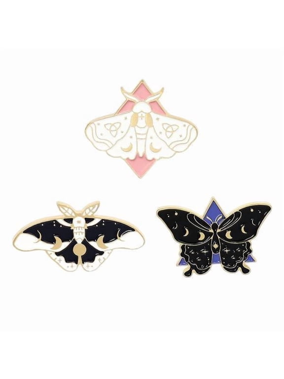 3x3 Pieces Butterfly Moth Enamel Pins Set Decoration DIY Steampunk for Jackets