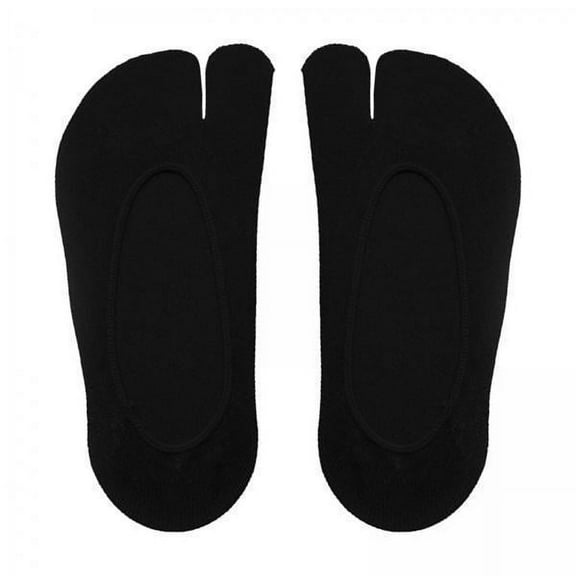 Milageto 3xWomen 2 Toe Flip Flop Socks Women No Show Toe Socks for Loafer Shoes Black