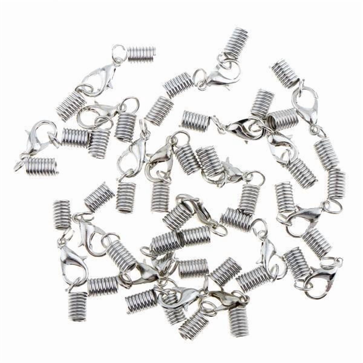 Milageto 4X 20 Pcs Lobster Claw Clasps Leather Spring Clasp Crimp Clip Ends Set - Silver