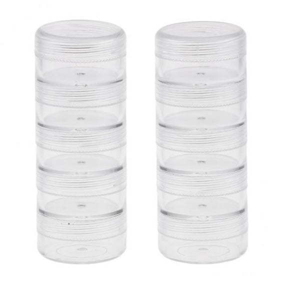 Milageto 4X 2pc 1 Clear Screw Top Jars Stacking Containers, Pills,Balm,Crafts,Cream,Gem