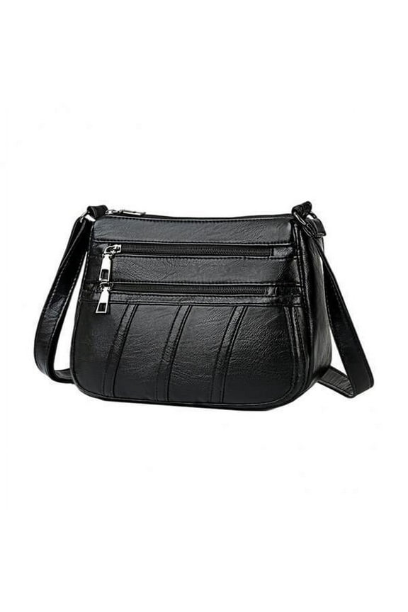 4xLadies Cross Body Bag PU Leather Bag Shoulder Handbag Long Strap Black