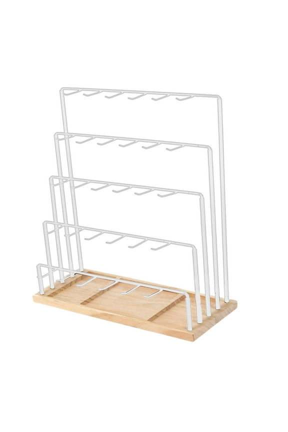 5 Tiers Earring Display Stand Holder Jewelry Hanger Rack Easy Assemble Tabletop with Hooks for Home Ear Studs Keychains Rings White