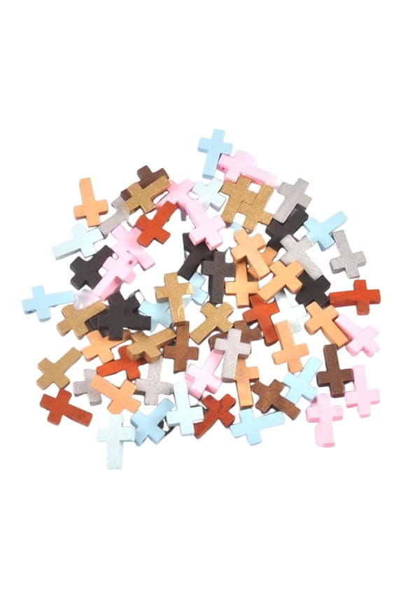 50 Pieces Wooden Cross Charms Cross Charms Pendants for Keychain Crafts Projects