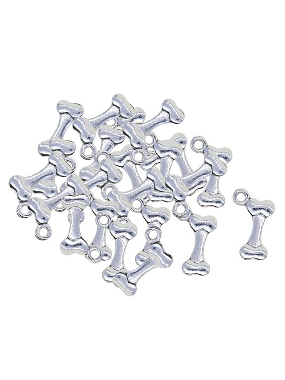50Pcs Wholesale Bulk Smooth Tibetan Silver Bone Charms Mixed Pendants DIY for