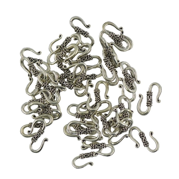 Milageto 50pcs Antique Silver S Hook Clasp Connector Charms Bracelet Jewelry Findings