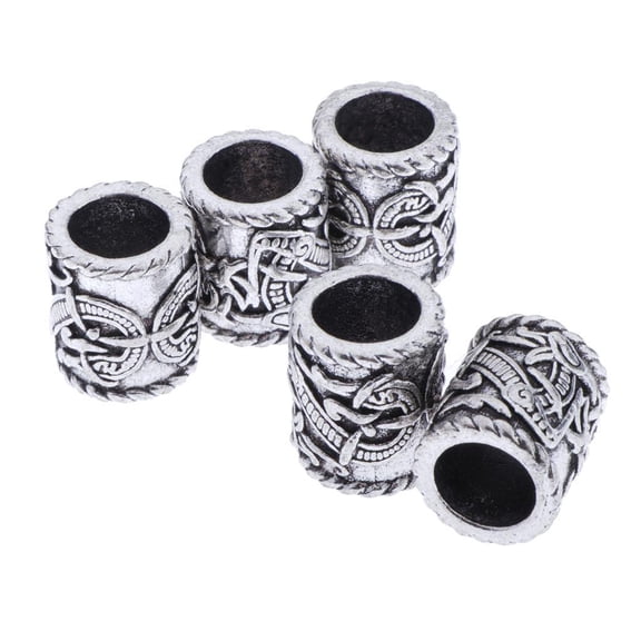 Milageto 5Pcs s Runes Loose Tube Beads Dragon Hair Accessories for Women Men Braiding