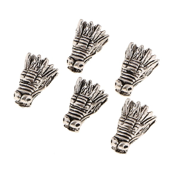 Milageto 5pcs Antique Dragon Head Animal Design Beads Charm Bracelet Punk Beads Craft