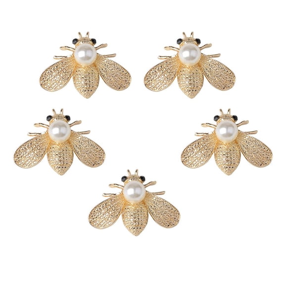 Milageto 5pcs Cute Bee Shaped Alloy Pearl Rhinestone Buttons Sewing Craft Embellishments