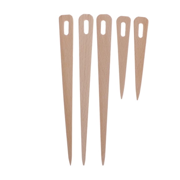 Milageto 5x Wood Hand Loom Stick Wooden Shuttle Tapestry Weaving Knit Handcrafts Tool