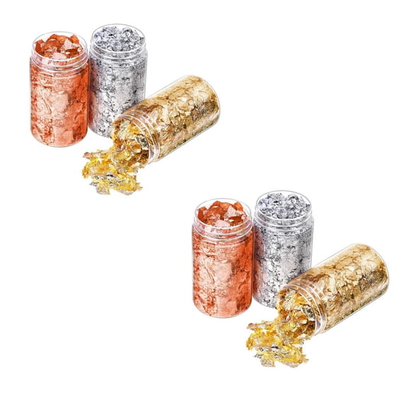 Milageto 6PACK IRREGULAR BROKEN GOLD FOIL FLAKES PAPER SEQUINS for NAIL ART GLITTER RESIN