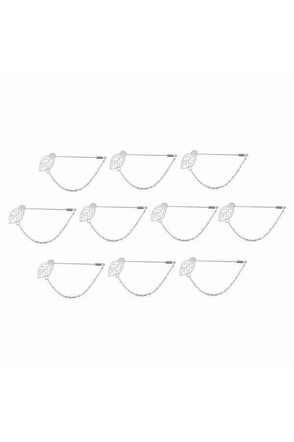 6X 10 Pieces Leaf Tassel Stick Pin Base Brooch Glue on Collar Lapel Pin Silver