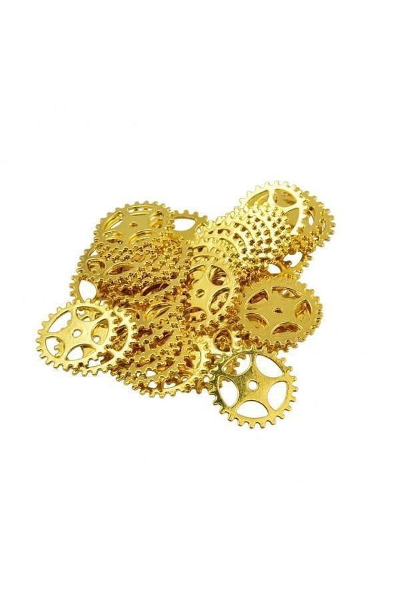 6x Antique Gold Steampunk Gear Charms, 50 Pieces, for Handmade Jewelry Making 6 Pcs
