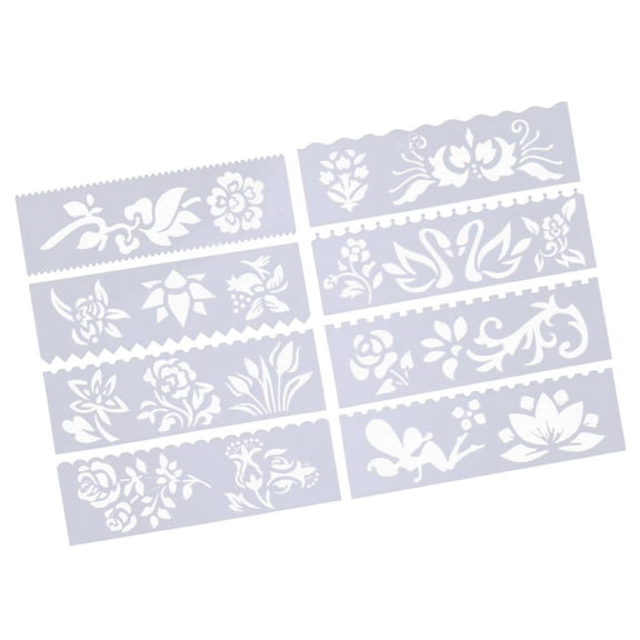 Milageto 8 Pieces Journal Stencil Plastic Planner Drawing Template Stencil Rulers Set for Flowers