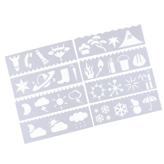 Milageto 8 Pieces Journal Stencil Plastic Planner Drawing Template Stencil Rulers Set for Weather