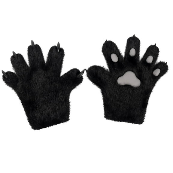 Milageto Animal Gloves Adults Men Women Cat Claw Gloves for Party Role Play Halloween Black Gray