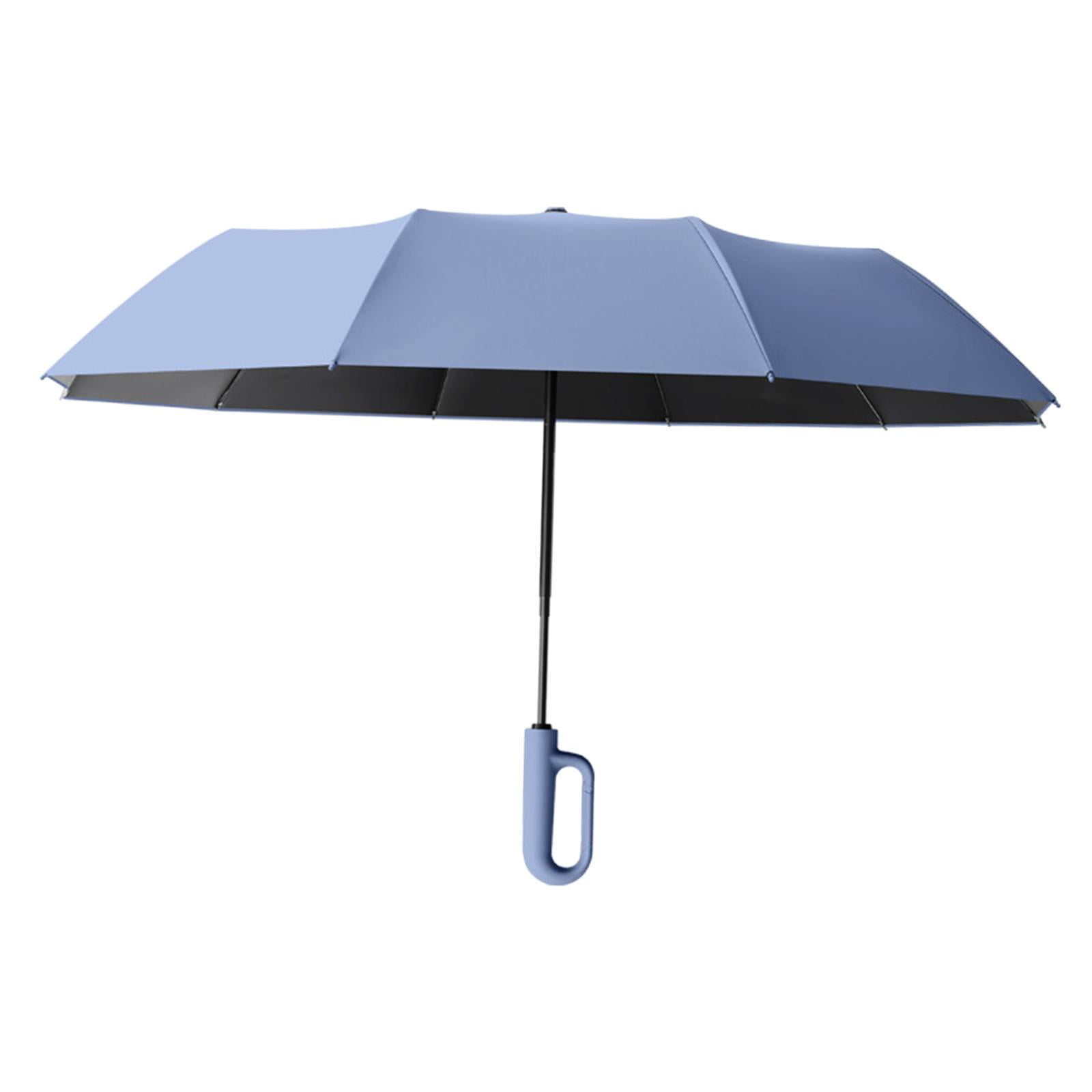 Milageto Automatic Folding Umbrella Folding Travel Umbrella for Outdoor Beach Camping Blue 125cmx82cm
