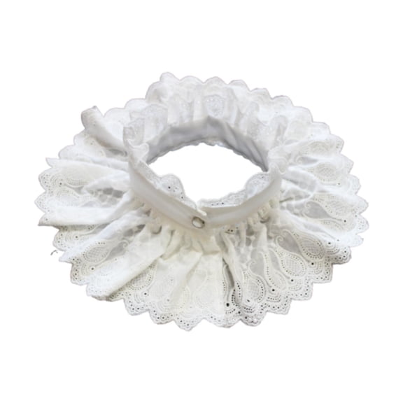 Milageto Blouse False Collar Casual White Little Shawl Cotton Embroidered Fake Collar