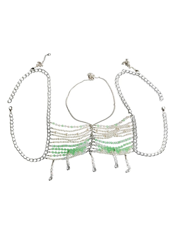 Body Chain Bra Chain Beading Chain Bra Chest Chain for Rave Concerts Prom Summer
