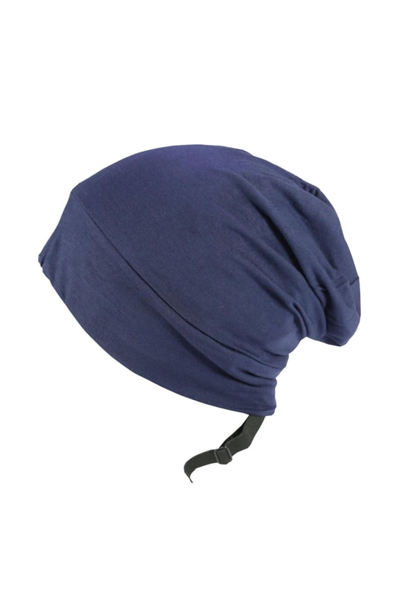 Bonnet Sleep Caps Hair Cover Adjustable Buckle Strap Lightweight for Daily Life Navy Blue