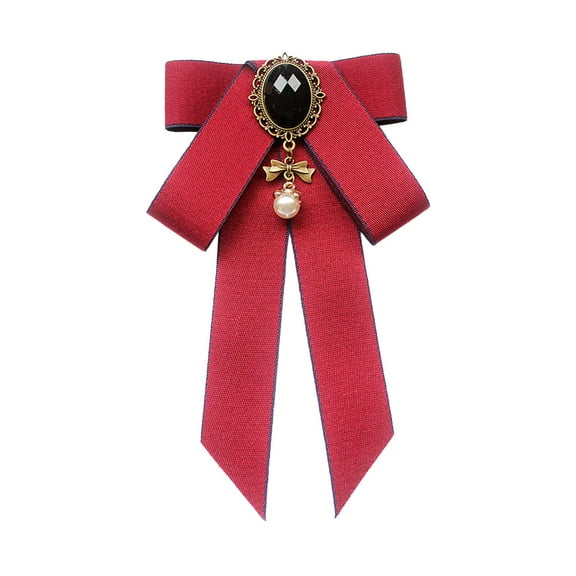 Milageto Bow Tie Ribbon Brooch Pre Tied Bow Tie Bowknot Shirt Tie for Student Uniform Red