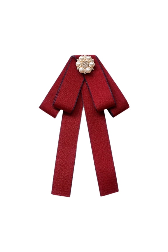 Bow Tie for Women Jewelry Gift Neck Tie Brooch Pin for Casual Party Ceremony Red