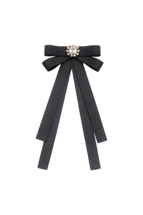 Bow Tie for Women Pre Tied Bowtie Fashion Neck Tie Brooch Pin Ribbon Tie for School Uniform Wedding Costume Accessories Party Black