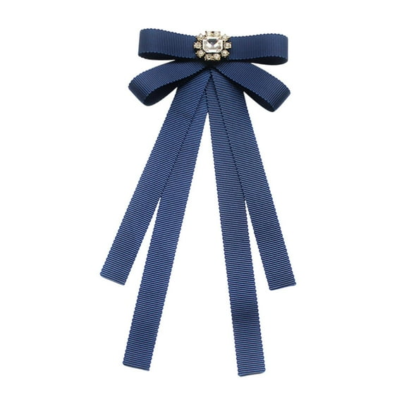 Milageto Bow Tie for Women Pre Tied Bowtie Fashion Neck Tie Brooch Pin Ribbon Tie for School Uniform Wedding Costume Accessories Party Dark Blue