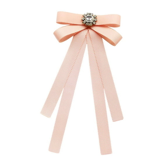 Milageto Bow Tie for Women Pre Tied Bowtie Fashion Neck Tie Brooch Pin Ribbon Tie for School Uniform Wedding Costume Accessories Party Orange Pink
