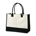 thumbnail image 1 of Milageto Canvas Tote Bag Blank Grocery Shopping Tote for Wedding Gift DIY Crafts Bags Black Side, 1 of 8