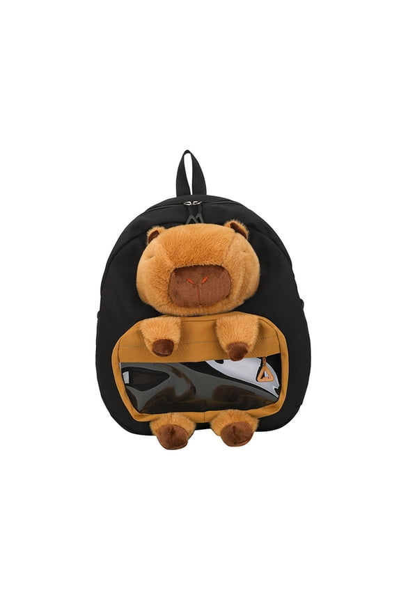 Capybara Backpack Cartoon Stuffed Animal Bag for Holiday Gifts Anniversaries Black