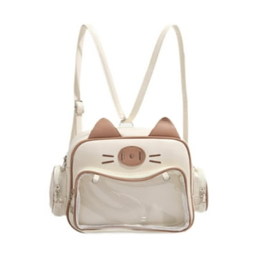 Milageto Cat Ita Bag Clear Window Crossbody Purse for Anime Display Pin Display Party Khaki