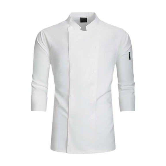 Milageto Chef Coat Chef Clothes Cooking Clothing Long Sleeve Lightweight Chef Costume XXL