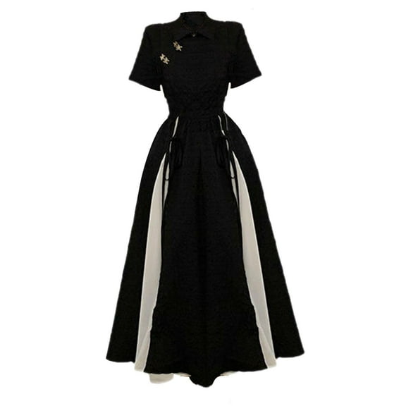 Milageto Chinese Cheongsam Dress for Women, Long Qipao Dress Maxi Dress for Dating 2XL