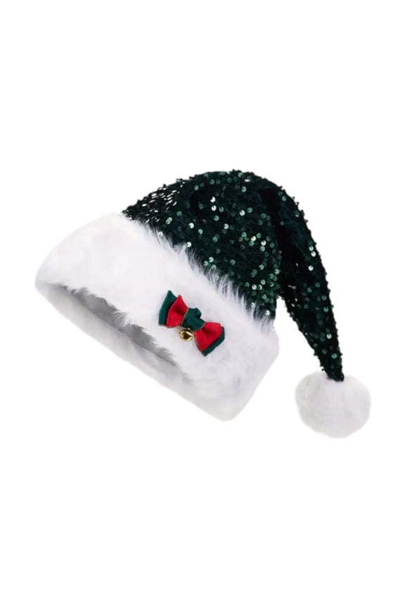 Christmas Hat Costume Accessories Soft Headwear Funny Sequin Santa Claus Hat Green