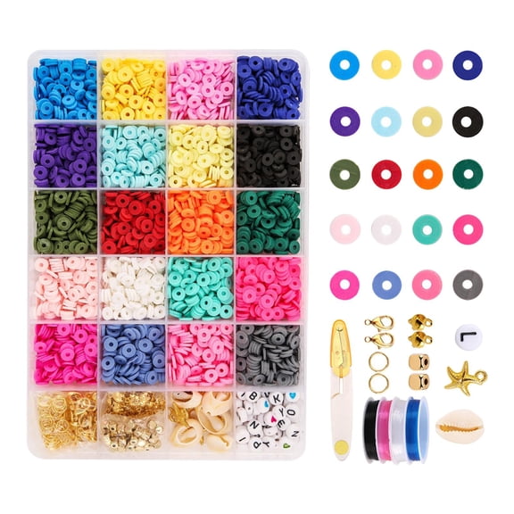 Milageto Clay Beads 6mm Mixed Color Loose Beads DIY Jewelry Accs 24 Grid Letter Bead