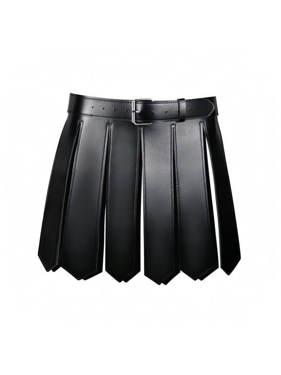 Combatant Kilt Belt Waist Skirt Faux Leather Pointed Panel Design for Dynamic Movement Unisex Cosplay and Performances