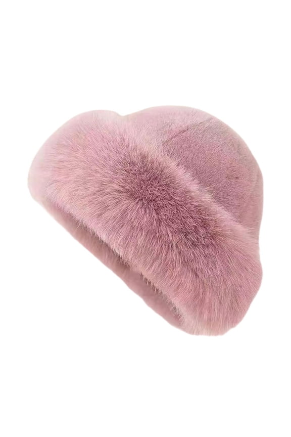 Cossack Hat Russian Hat Women Thick Winter Faux Hat for Hiking Motorbike Bean Paste Color