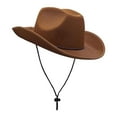 thumbnail image 1 of Milageto Cowboy Hat Adults Wide Brim hat for Photo Props Festival Themed Party Dark Brown, 1 of 8