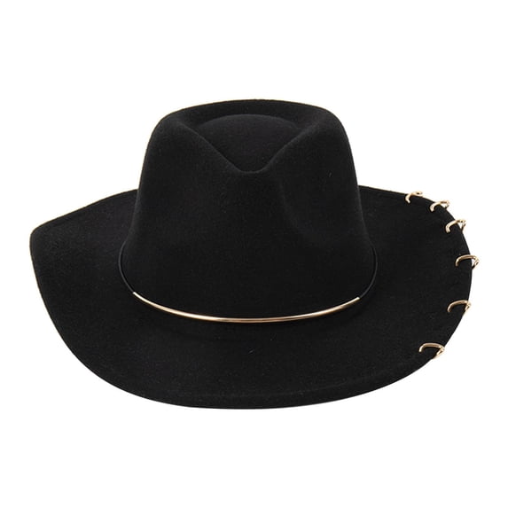 Milageto Cowboy Hat Big Casual Fashion Classic Photo Props Sun Hat Cowgirl Hat Black