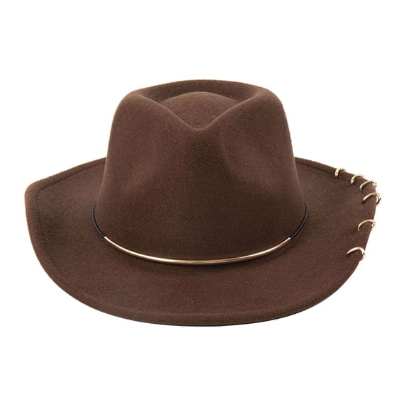 Milageto Cowboy Hat Big Casual Fashion Classic Photo Props Sun Hat Cowgirl Hat Dark Brown