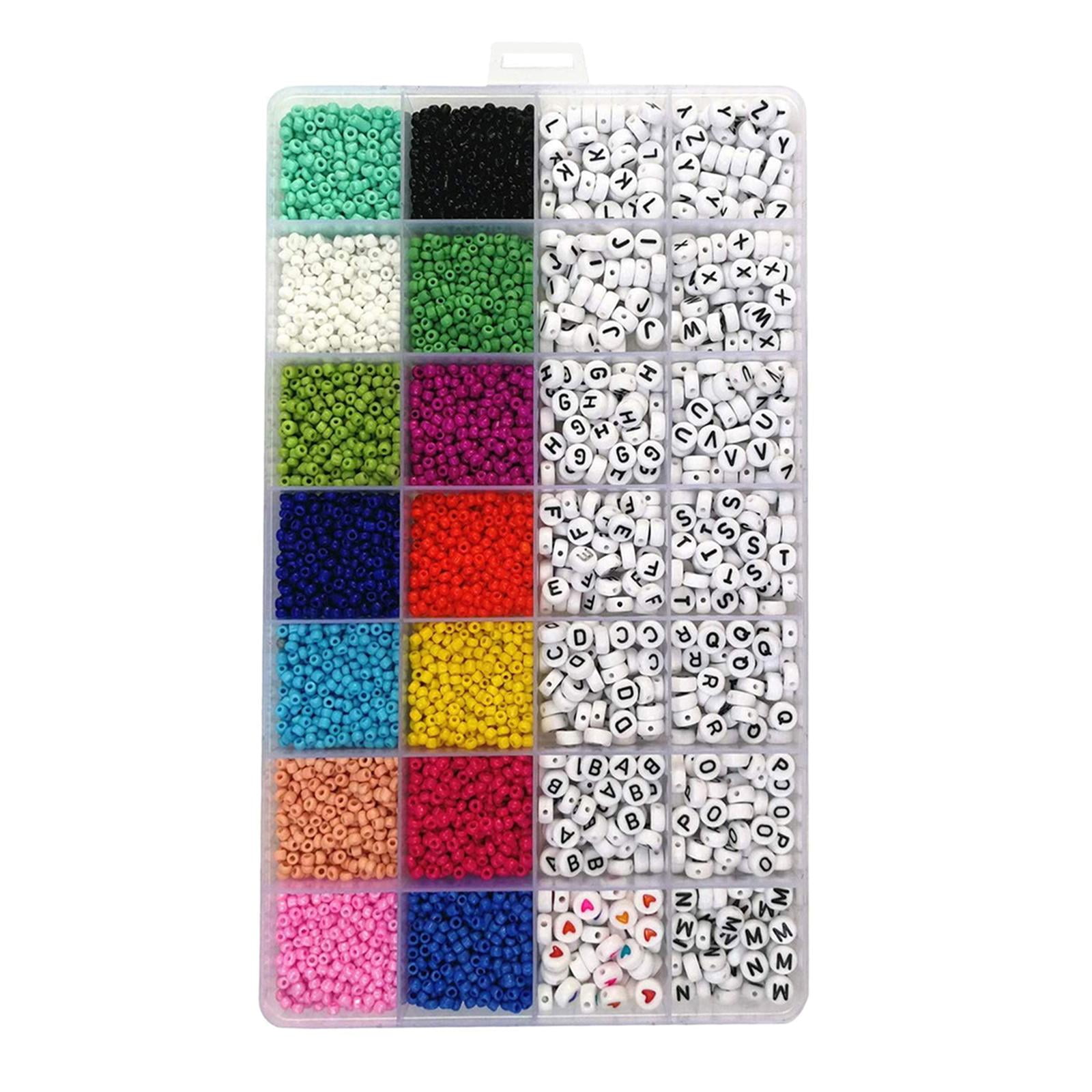 Milageto Craft Beads Kit 5000pcs 3mm Glass Seed Beads and 7mm Letter Beads for Friendship