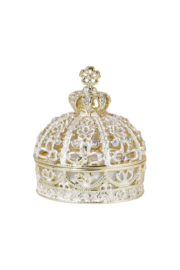 Crown Jewelry Box Antique Wedding Box for Anniversary Proposal Ceremony Gold