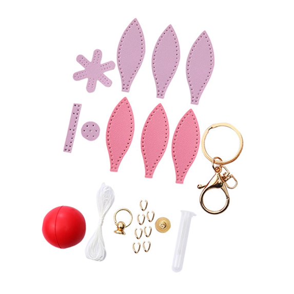 Milageto DIY Sewing Keychain Kit Colorful Car Key Chain Party Favors Bag Charm Making Pink and Purple