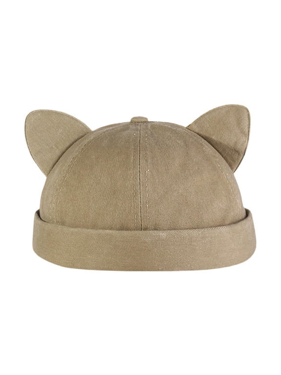 Docker Cap Beanie - Stylish Visorless Flip Sailor Skull Cap - Perfect for Dates, Khaki
