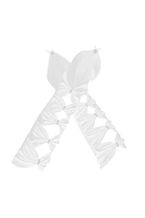 Elegant Long Elastic Satin Bowknot Wedding Bridal Gloves Elbow Opera Party Glove White
