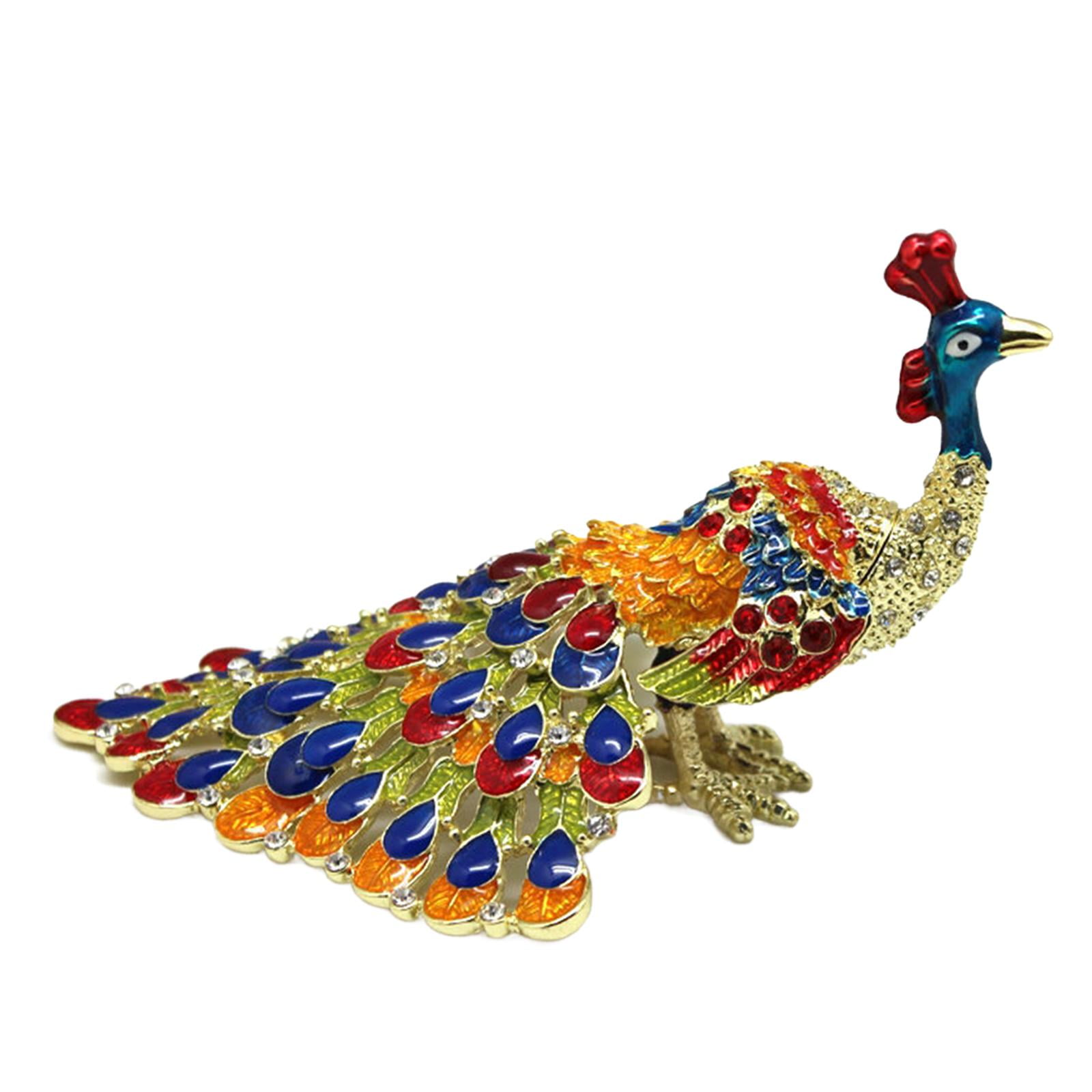 Milageto Enameled Jewelry Box Collectibles Gifts for Women Ornate Peacock Trinket Box blue