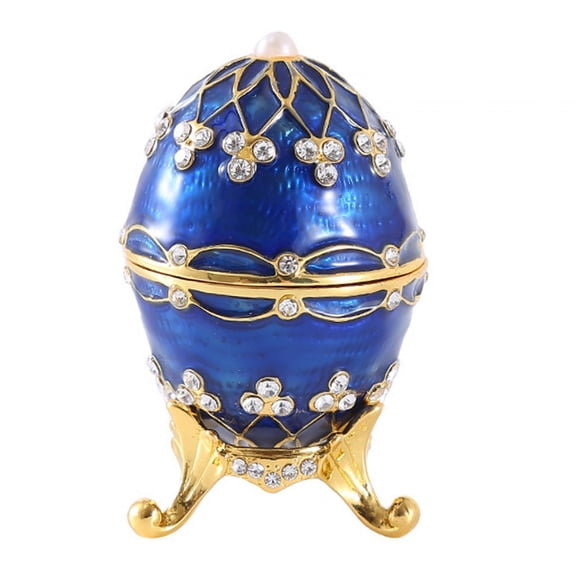 Milageto Enamelled Jewelry Box Egg Shape Gift Jewelry Box for Easter Birthday Holiday