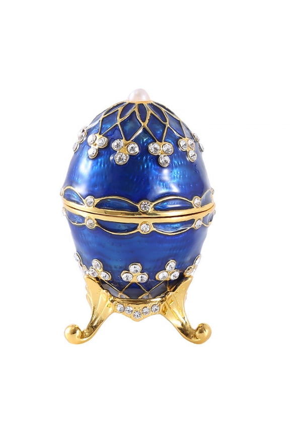Enamelled Jewelry Box Egg Shape Gift Jewelry Box for Easter Birthday Holiday
